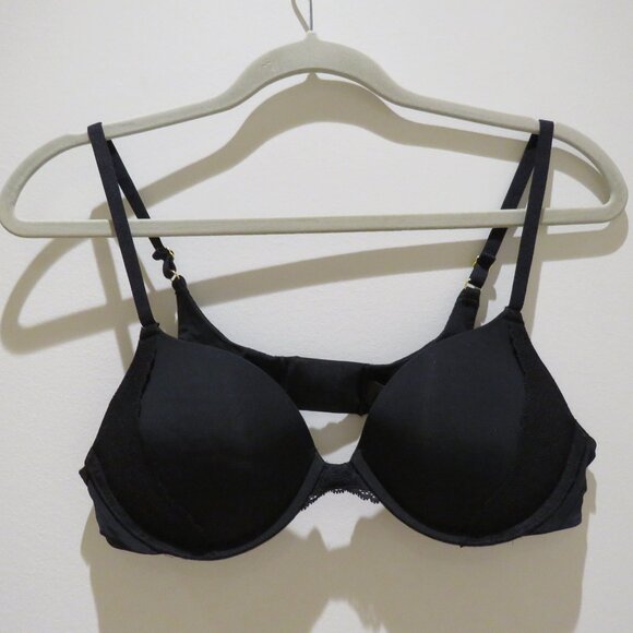 PEPPER Lace Lift Up Bra in Black Minimalist Comfort - Women's Size 38AA - Picture 2 of 13